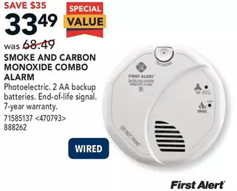 RONA First Alert Smoke and Carbon Monoxide Combo Alarm offer