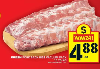 Food Basics Fresh Pork Back Ribs Vacuum Pack offer