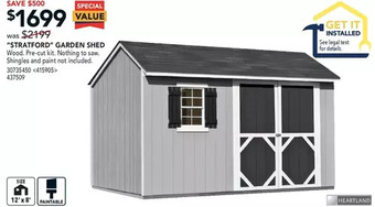 RONA "Stratford" Garden Shed offer