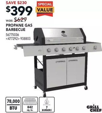 RONA Grill Chef Propane Gas Barbecue offer