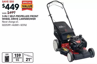 RONA Craftsman 3-in-1 Self-Propelled Front Wheel Drive Lawnmower offer
