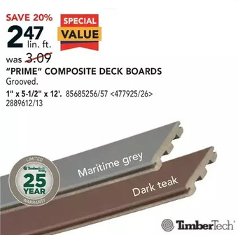 RONA Timbertech "Prime" Composite Deck Boards offer