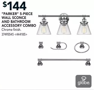 Globe "Parker" 5-Piece Wall Sconce and Bathroom Accessory Combo
