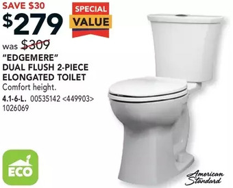 RONA American Standard "Edgemere" Dual Flush 2-Piece Elongated Toilet offer