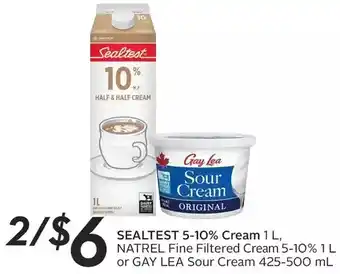Sobeys Urban Fresh Sealtest 5-10% Cream, Natrel Fine Filtered Cream or Gay Lea Sour Cream offer
