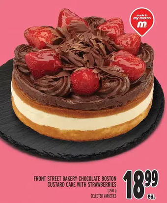 Metro Front Street Bakery Chocolate Boston Custard Cake with Strawberries offer