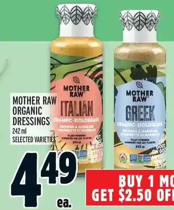 Metro Mother Raw Organic Dressings offer