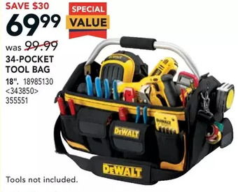Lowe's Dewalt 34-Pocket Tool Bag offer