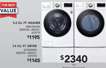Lowe's LG 5.2 Cu. Ft. Washer | 7.4 Cu. Ft. Dryer offer