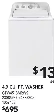 Lowe's GE Appliances 4.9 Cu. Ft. Washer offer