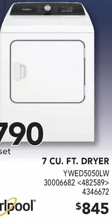 Lowe's Whirlpool 7 Cu. Ft. Dryer offer