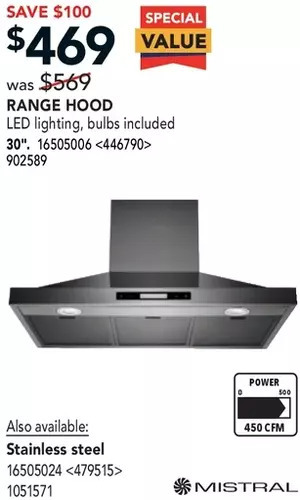 Lowe's Mistral Range Hood offer