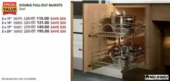 Lowe's Double Pull-Out Baskets 2 X 11" | 2 X 14" | 2 X 17" | 2 X 20" offer