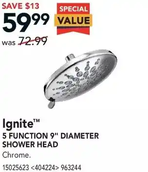 Lowe's Ignite 5 Function 9" Diameter Shower Head offer