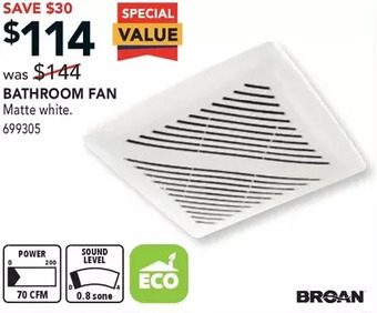 Lowe's Broan Bathroom Fan offer