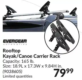 Princess Auto Evergear Automotive Rooftop Kayak/Canoe Carrier Rack offer
