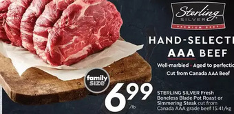Sobeys Sterling Silver Fresh Boneless Blade Pot Roast or Simmering Steak offer