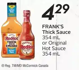 Sobeys Frank's Thick Sauce or Original Hot Sauce offer