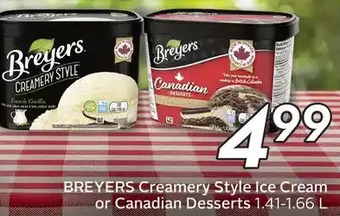 Sobeys Breyers Creamery Style Ice Cream or Canadian Desserts offer