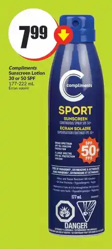 FreshCo Compliments Sunscreen Lotion 30 or 50 SPF offer