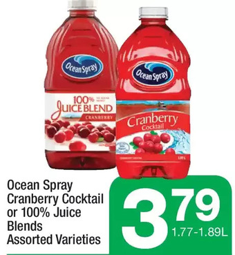 Highland Farms Ocean Spray Cranberry Cocktail or 100% Juice Blends offer