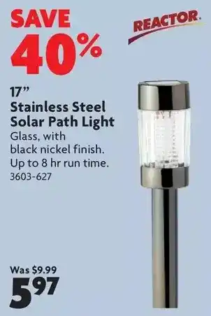 Home Hardware 17" Stainless Steel Solar Path Light offer