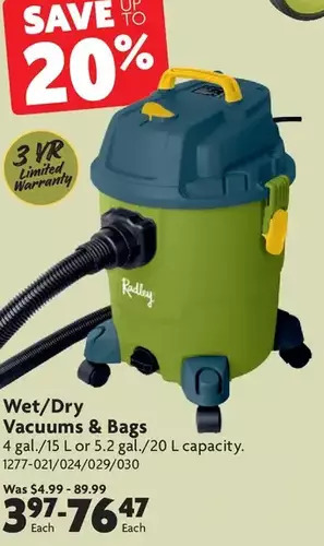 Home Hardware Wet/Dry Vacuums & Bags offer