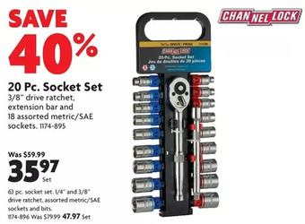 Home Hardware 20 Pc. Socket Set | 63 Pc. Socket Set offer