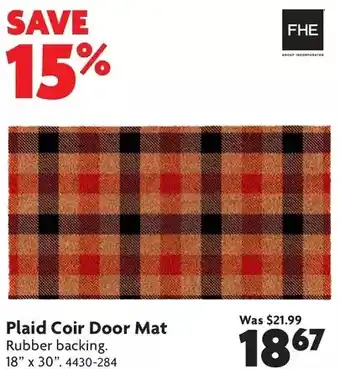 Home Hardware Plaid Coir Door Mat offer