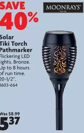 Home Hardware Solar Tiki Torch Pathmarker offer