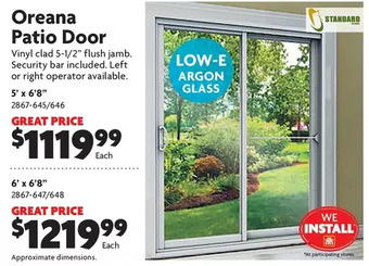 Home Hardware Oreana Patio Doors: 5' x 6'8" | 6' x 6'8" offer
