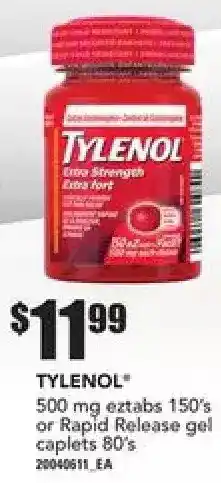 Loblaws Tylenol Eztabs or Rapid Release Gel Caplets offer