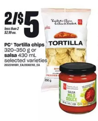 Loblaws PC Tortilla Chips or Salsa offer