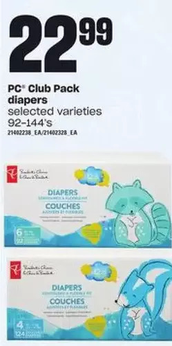 Loblaws PC Club Pack Diapers offer