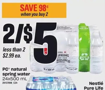 Zehrs Markets PC Natural Spring Water offer