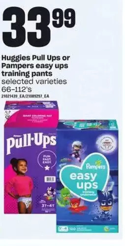 Zehrs Markets Huggies Pull Ups or Pampers Easy Ups Training Pants offer