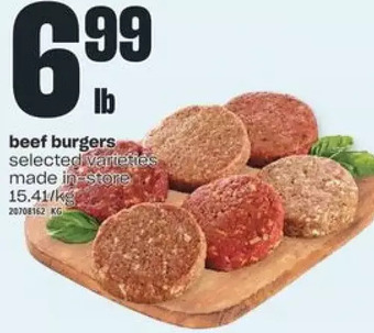 Valu-mart Beef Burgers offer