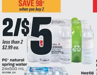 Valu-mart PC Natural Spring Water offer