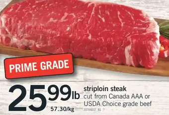Fortinos Striploin Steak offer