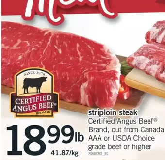 Fortinos Striploin Steak offer