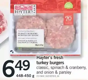 Fortinos Hayter's Fresh Turkey Burgers offer