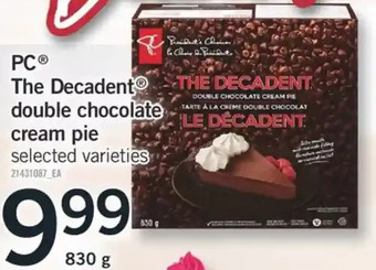 Fortinos PC the Decadent Double Chocolate Cream Pie offer