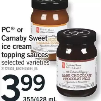 Fortinos PC or Carnaby Sweet Ice Cream Topping Sauces offer