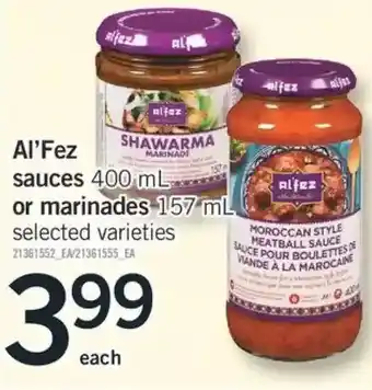 Fortinos Al'fez Sauces or Marinades offer