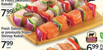 Fortinos Fresh Salmon or Previously Frozen Shrimp Kebob offer