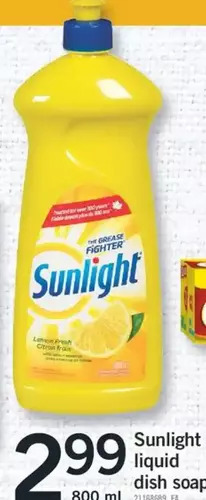 Fortinos Sunlight Liquid Dish Soap offer
