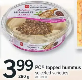 Fortinos PC Topped Hummus offer