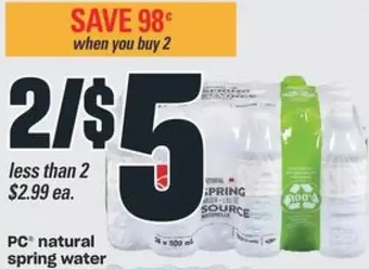 Independent Grocer PC Natural Spring Water offer