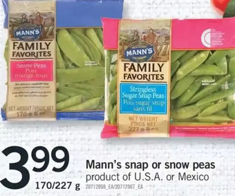 Fortinos Mann's Snap or Snow Peas offer