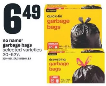 Independent Grocer No Name Garbage Bags offer